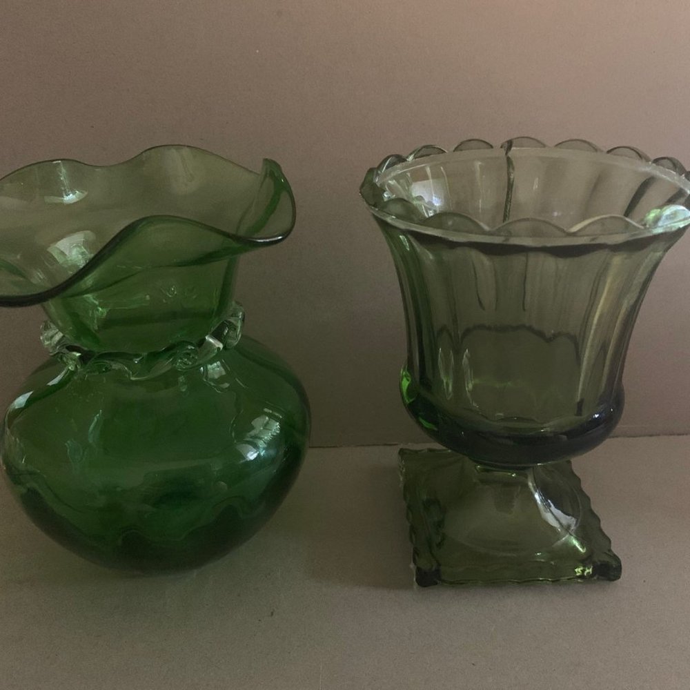 2- Avocado Green Bud Vases
